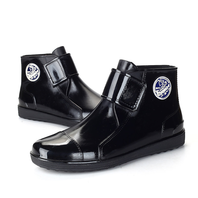 Four Seasons Short Barrel Rain Shoes Men Fashion Back Force Rain Boots Low Helps Waterproof Shoes Non-slip Thick Bottom Working Set Shoes Glue Shoes