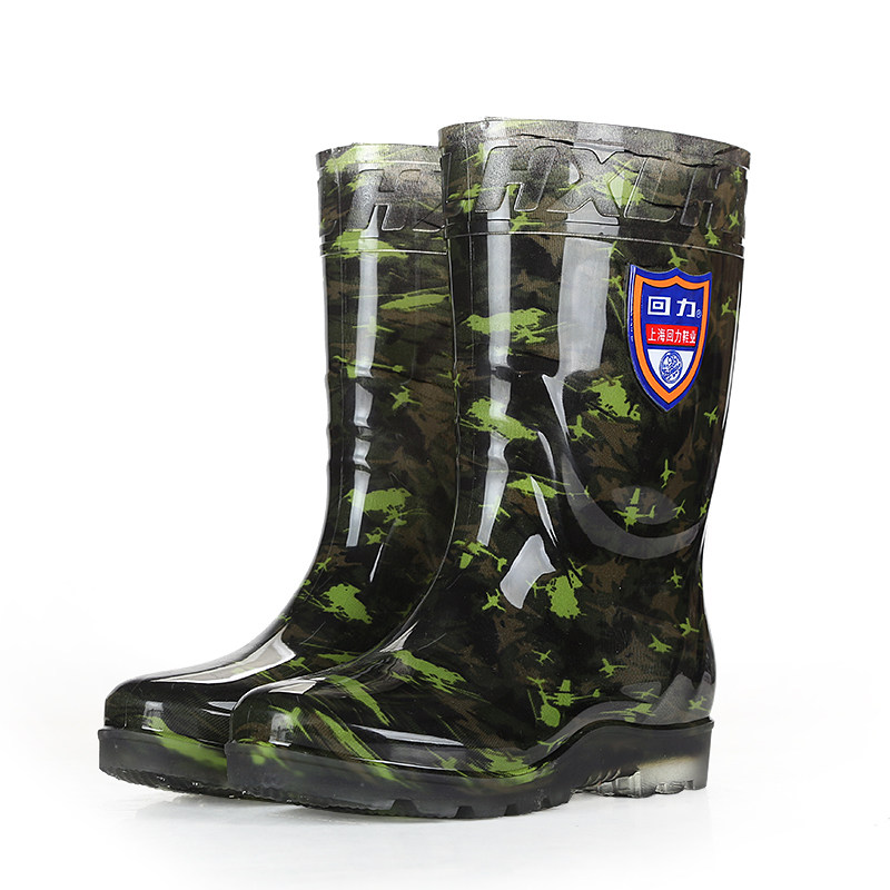 Back Force Waterproof Shoes Men's Rain Shoes Middle Cylinder Camouflay Rain Boots Non-slip All Season Rubber Shoes High Cylinder Water Boots Fishing Slippers