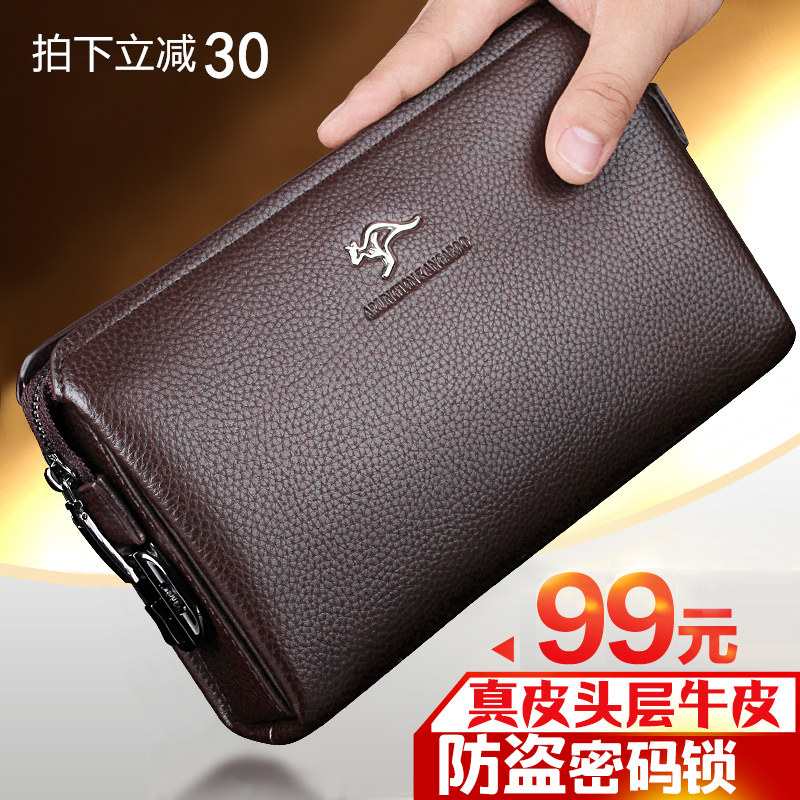 Biden Bag Rat code Men's handbag Genuine Leather Large Capacity Soft Leather Male Hand Grip Layer Cow Leather Male Hand Holding Bag