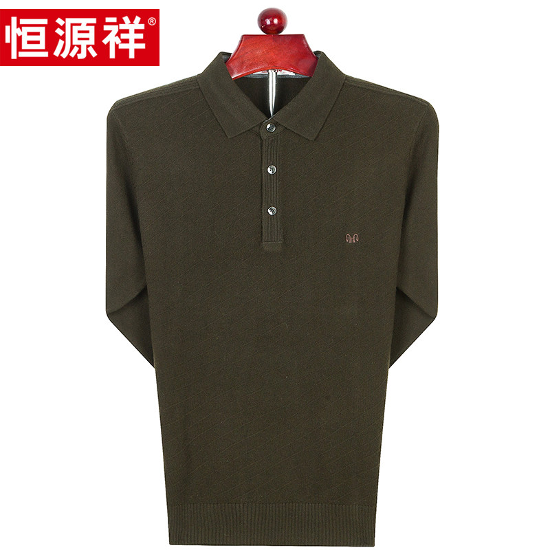 Hengyuan Xiangxiang Sweater Men Autumn Winter Middle Age Daddy Clothing-Color Knitted Sweater Business Casual Sweater