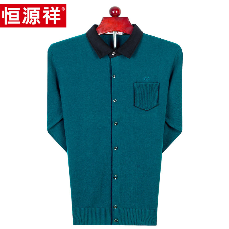 Hengyuanxiang 100 pure wool sweater men's autumn and winter pullover sweater lapel youth business casual long-sleeved men