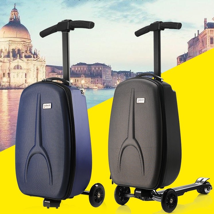 Iubest Trendy Scooter Suitcase Student Mobility Sports Trolley Case 20inch Carry-On Travel Suitcase for Men and Women