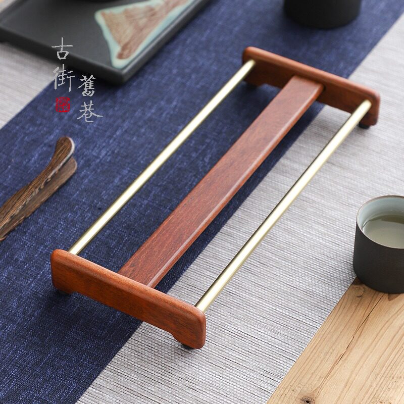 Tea ceremony Solid wood drain rack Teacup shelf Single-layer Kung Fu tea tea tray storage shelf Drying cup rack Teacup pad cup holder