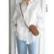 CleanSense French elegant shirt lapel long-sleeved top loose and versatile design sense niche white shirt