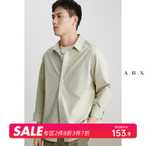 2022 Spring Autumn New Senior Sense Day Ensemble Harbor Wind Long Sleeve Shirt Mens Slim Fit Man Pure Color Casual Lining Clothes