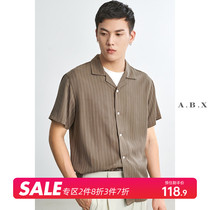 Summer New Superior Feel Short Sleeve Shirt Male Loose Day Ensemble Retro Port Wind Trends 100 Hitch Men Streak Lining