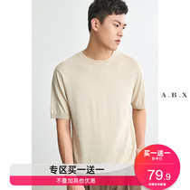 abx summer thin high-end ice silk knitted round neck T-shirt mens short sleeves loose Tide brand casual mens ice half sleeves