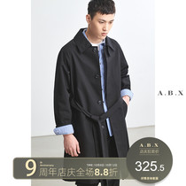 2021 Spring and Autumn new design sense lace-up windbreaker men long loose Korean trend handsome mens coat