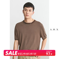 Summer new Modale knit striped T-shirt Male short sleeve loose trend Japanese man Leisure 100 lap of compassion