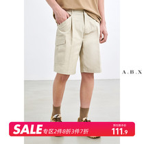 Summer New Pure Cotton Tooling Shorts Male Tide Cards Loose-out Wear Casual 50% Pants Men Trend Pants Thin