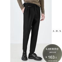 Autumn and winter thickened wool woolen casual pants mens loose straight Korean trend mens pants winter woolen trousers