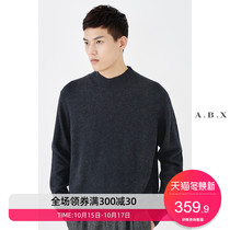 Autumn and winter New Merino full wool semi-turtleneck sweater mens loose Korean thick middle collar base knitted sweater