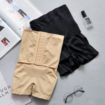 Summer three-breasted flat-angle high waist belly pants lift hip slim leg pants tight body pants women