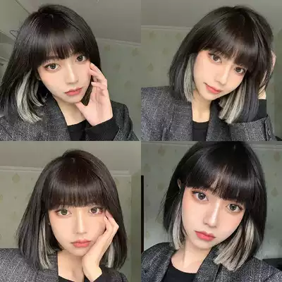 Color wig piece one-piece incognito hair coloring ear hook invisible hair bundle gradient color the same style highlight short style