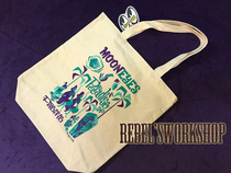 Spot Mooneyes rice white canvas Tiki cotton tote bag