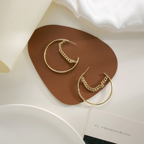 European and American Circle Chain Chain Earrings Woman 2021 New Chaonets Red Temperament Hip-hop Korea Earrings Without Ear Clip