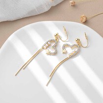 Unique Design Sense Earrings Love Superior Sensation Long style Flowing Su Temperament Ear Decorated Mosquito Coil Dish Without Ear Clip Woman