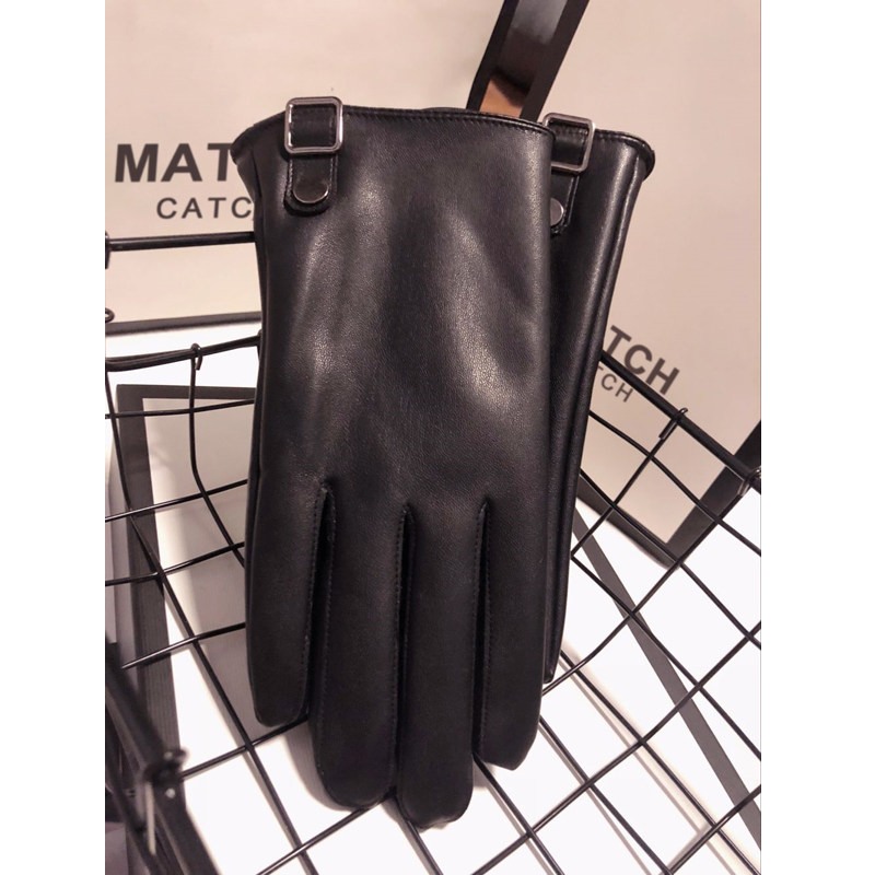 Leather gloves men's winter plus suede thickened thermal windproof and waterproof outdoor riding locomotive touch screen driving repair