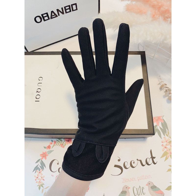 Glovewoman autumn winter Han Edition Love Rabbit ear thin elastic outdoor cycling anti-airborne students driving touch screen