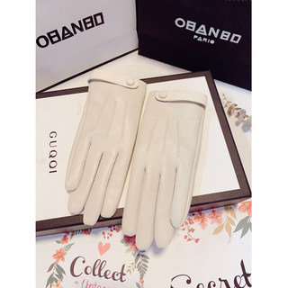 Sheepskin Gloves for Women, Winter Korean Style, Cute, Fleece-Lined, Thickened, Cold-Proof, Warm, Short Style for Driving, Touchscreen, Thin Genuine Leather