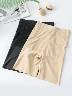 Ice silk belly pants safety pants women's anti-light non-curled high waist day summer thin meat color insurance bottoming underwear