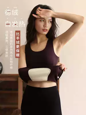 Silk patch de Velvet fever warm vest female round neck wear plus velvet thick slim base shirt one-piece top