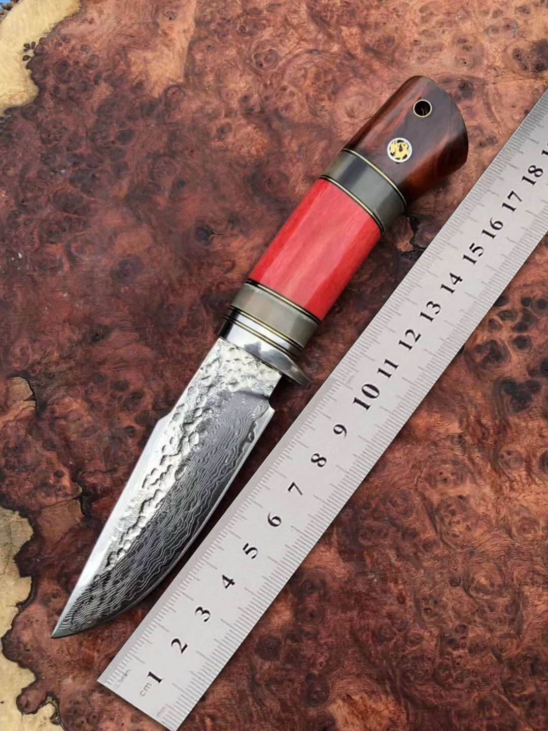 Sinh tồn ngoài trời dao thẳng nhỏ nhập khẩu từ Nhật Bản VG10 rèn tay bằng thép Damascus dao làm quà tặng bằng thép - Công cụ Knift / công cụ đa mục đích
