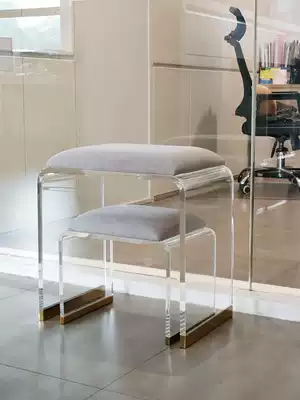 Modern simple acrylic change shoes small low stool transparent chair makeup stool Nordic light luxury creative home door