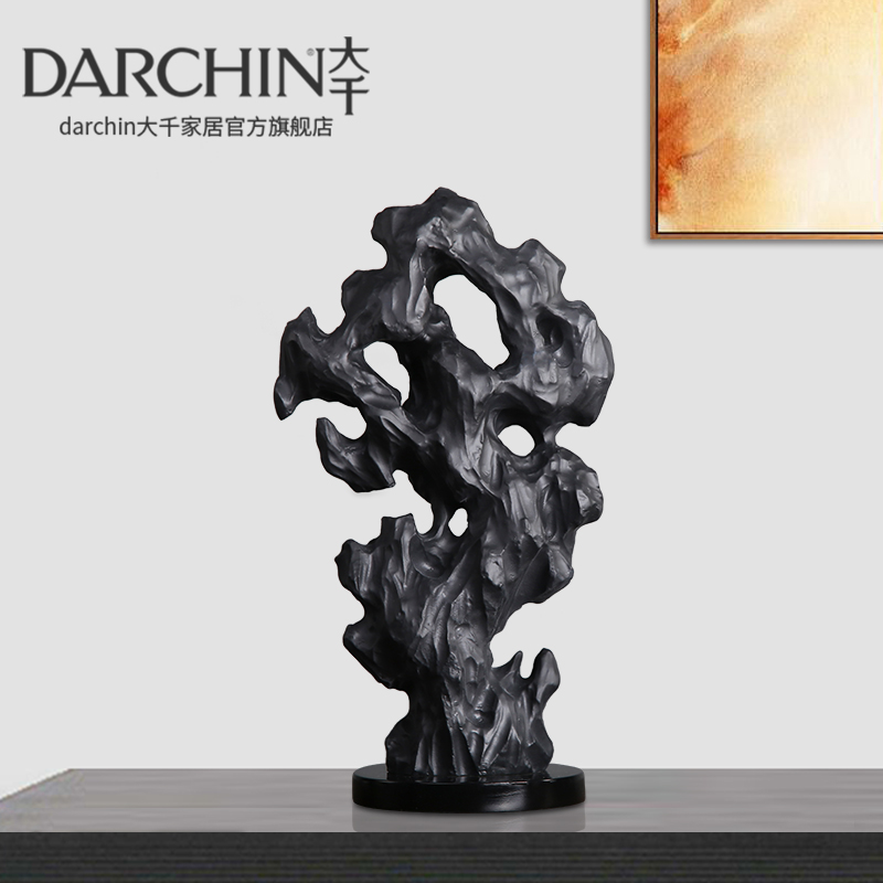 New Chinese style Taihu stone rockery soft decoration Modern sales office Hotel Zen living room entrance TV cabinet ornaments