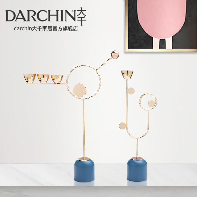 Modern candlestick decoration Scandinavian romantic light luxury metal model room fashion restaurant evening table creative soft decoration