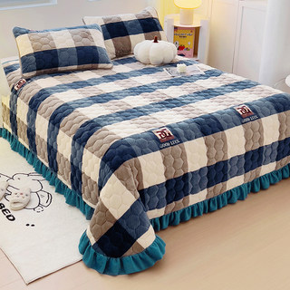 Milk velvet bed cover single piece thickened flannel coral velvet tatami bed cover three-piece quilted bed single kang cover winter