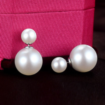 925 silver stud earrings womens large quality fashion shell pearl ear jewelry Student earrings double-sided red and white simple accessories