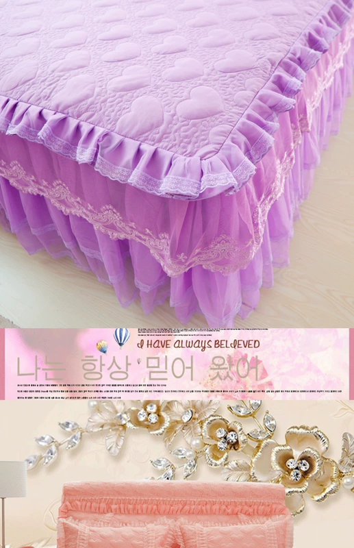 Váy ngủ bằng vải cotton dày phủ giường đơn mảnh Phiên bản Hàn Quốc của Bộ giường công chúa váy chống trượt Váy Simmons bảo vệ