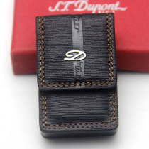 Dupont Langsheng lighter leather case brown line black top layer cowhide protective case bag