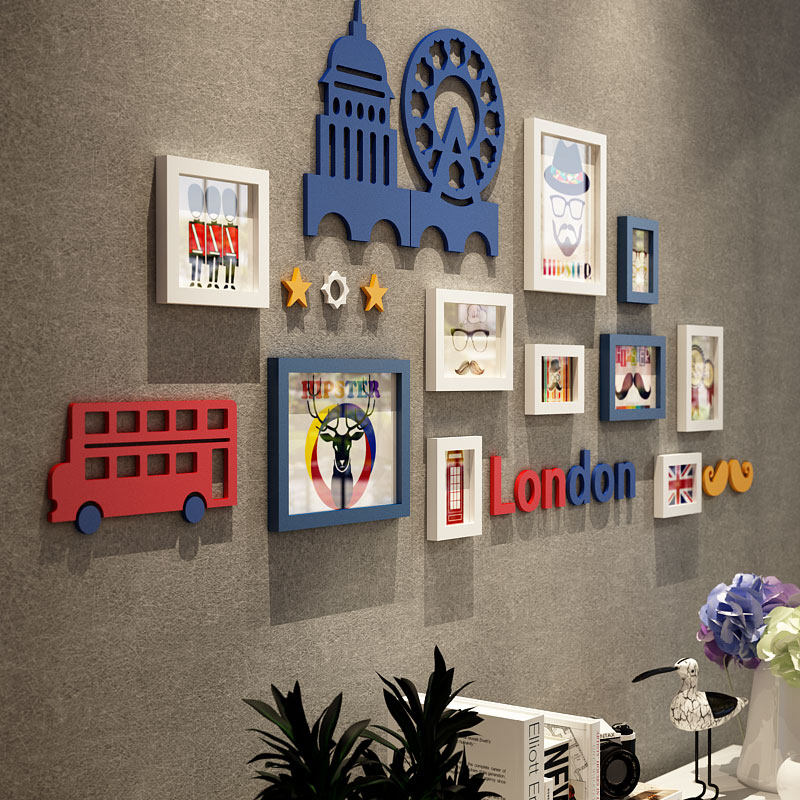 Solid wood British style photo wall Creative photo frame combination Wall decoration wall decoration photo frame wall 2182