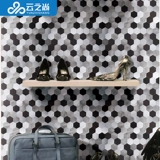 Черно -белая персонализированная шестиугональная мозаика самоадгезивная клей алюминиевая пластиковая панель Фоновая стена Стеное металлическое телевизор