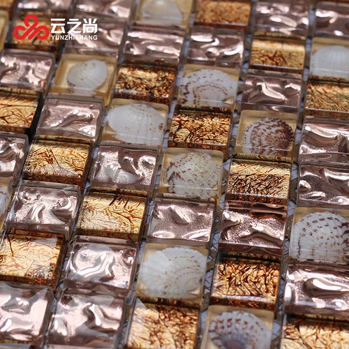 Юньцхишанг хрустальный стеклянный стеклянный гальвак с золотой фольгой ракушка мозаичный батончик ресторан кофе Масайке