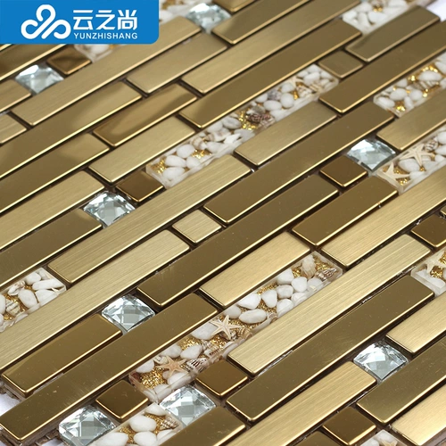 Yunzhishang Long Strip Shell Shell Metal Metrain Mosaic TV фоновая наклейка на стенах