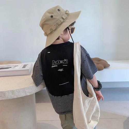 Детская летняя футболка для мальчиков, короткий рукав, сезон 2021, свободный крой