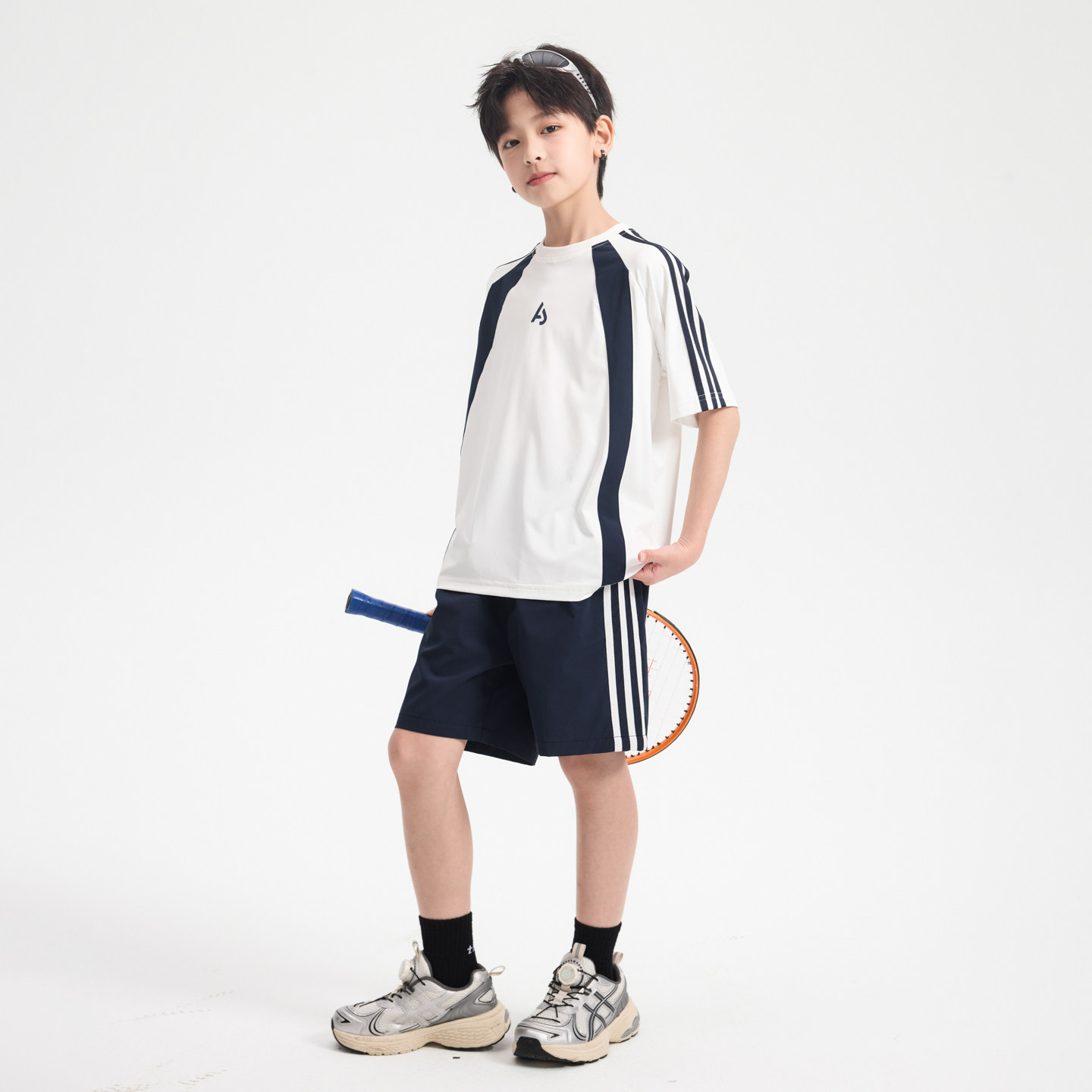 Boys' Summer Outdoor Color-Blocking Sports Quick-Dry Short-Sleeve Set 2026 New Model Youth Children's Ice Silk Two-Piece Set — 1