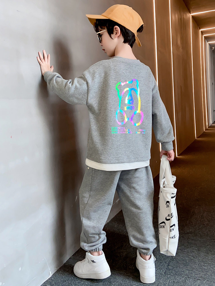 Boys autumn suit 2021 new foreign school in the big children's net red Foreign school sweater spring and autumn boys tide children's clothing