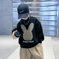 Весенний черный кролик для мальчиков, детская весенняя толстовка, новая коллекция, подходит для подростков, оверсайз