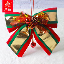 Huachi Christmas decorations Christmas tree hanging Big Red Bow Bells gold-rimmed bow decorations