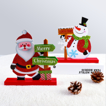 Huachi Christmas craft wooden ornaments Christmas snowman Santa Claus Christmas Elk office decorations