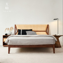 Wu Xuan Panasia King Bed Nordic walnut color modern simple home living room master bedroom king bed solid wood