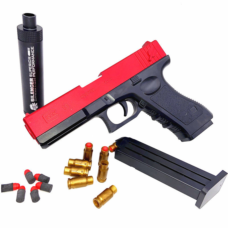 Glock Soft Shotgun Pulls the Throw shell under the feed clip to fire a boy kids toy hand grab model accessory