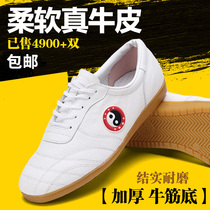 Tai Chi shoes soft cowhide beef tendon bottom practice shoes spring and summer martial arts shoes middle and old men and women leather kung fu shoes