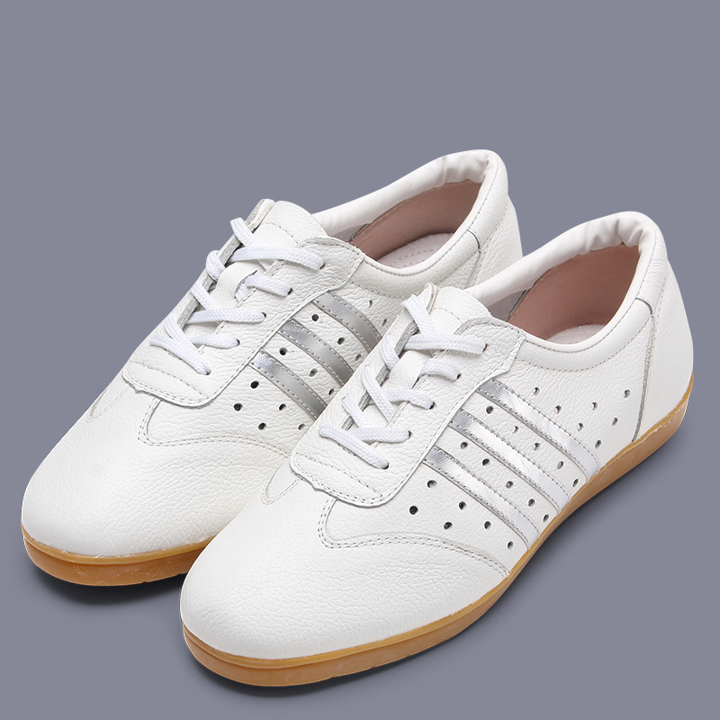 Tai Chi shoes soft leather beef tendon bottom exercise shoes summer breathable men's and women's leather martial arts shoes middle-aged and elderly sports shoes