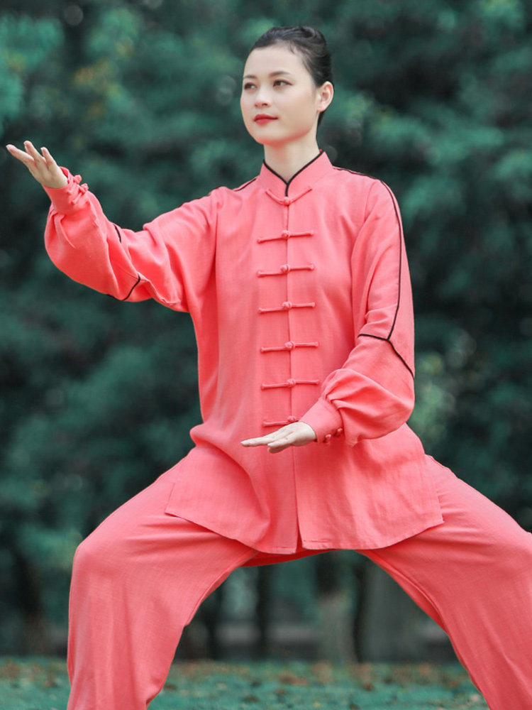 Fight for glory 2021 new cotton and hemp tai chi suit female spring and autumn improved high-end Tai Chi training clothing male summer
