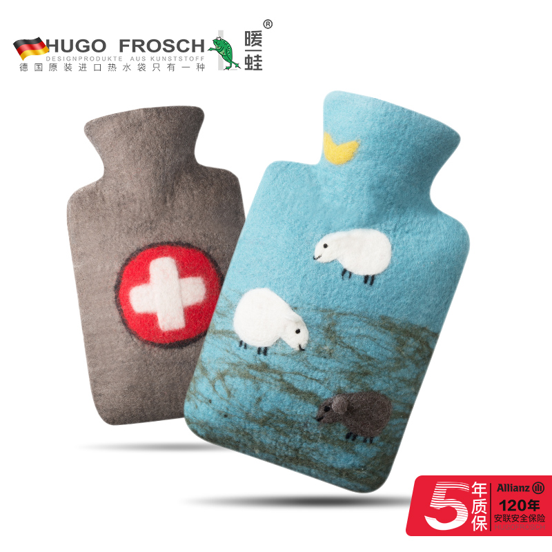 German HUGO warm frog plush cashmere water-filled hot water bag filled with water and hot compress to cover the stomach and warm the hand treasure large